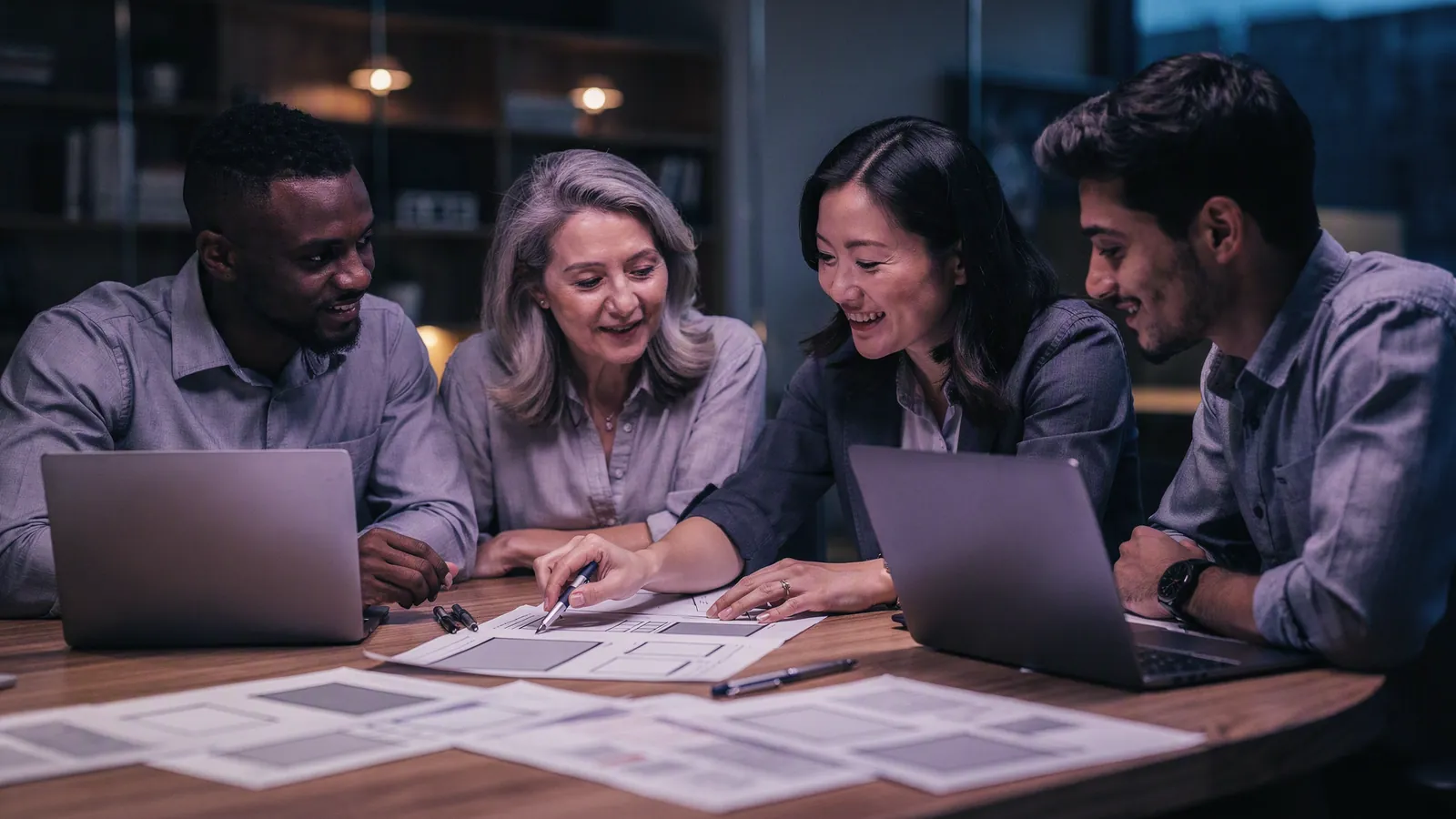 People in a discovery workshop around a table